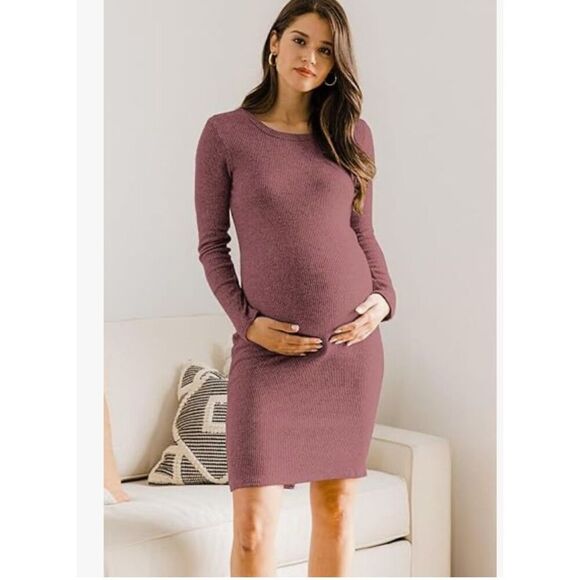 NEW HELLO MIZ Knit Ribbed Maternity Dress with Long Sleeve XL - Picture 5 of 5